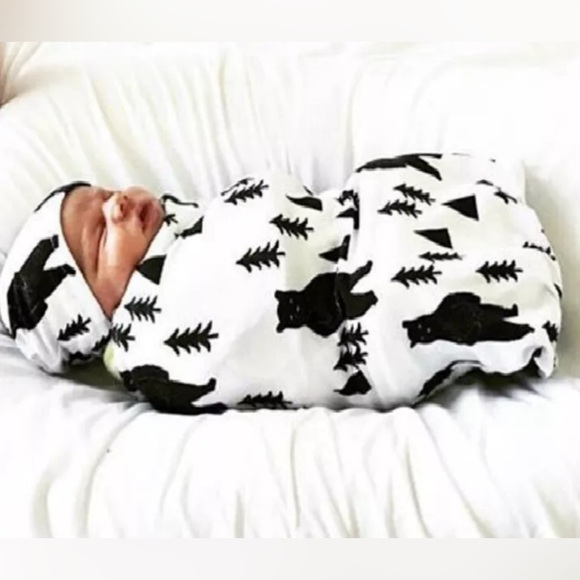 1set Newborn Infant Swaddle Blanket Wrap + Hat Baby Swaddling Sleeping Bag - Picture 4 of 5